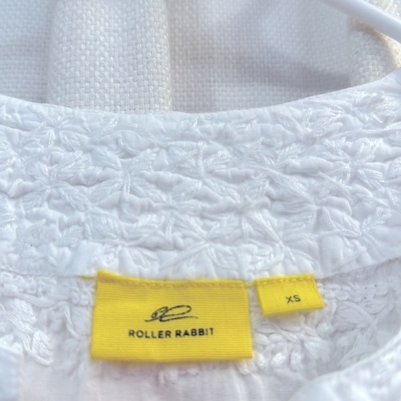 Women’s Roller Rabbit White Embroidered Cotton Linen Blend Top Size XS - Picture 5 of 6